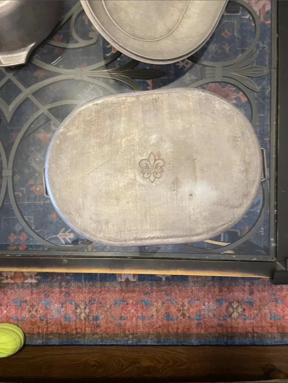 Vintage Cast Aluminum Oval Roaster + Lid — Unique Engraved “Forever” Emblem